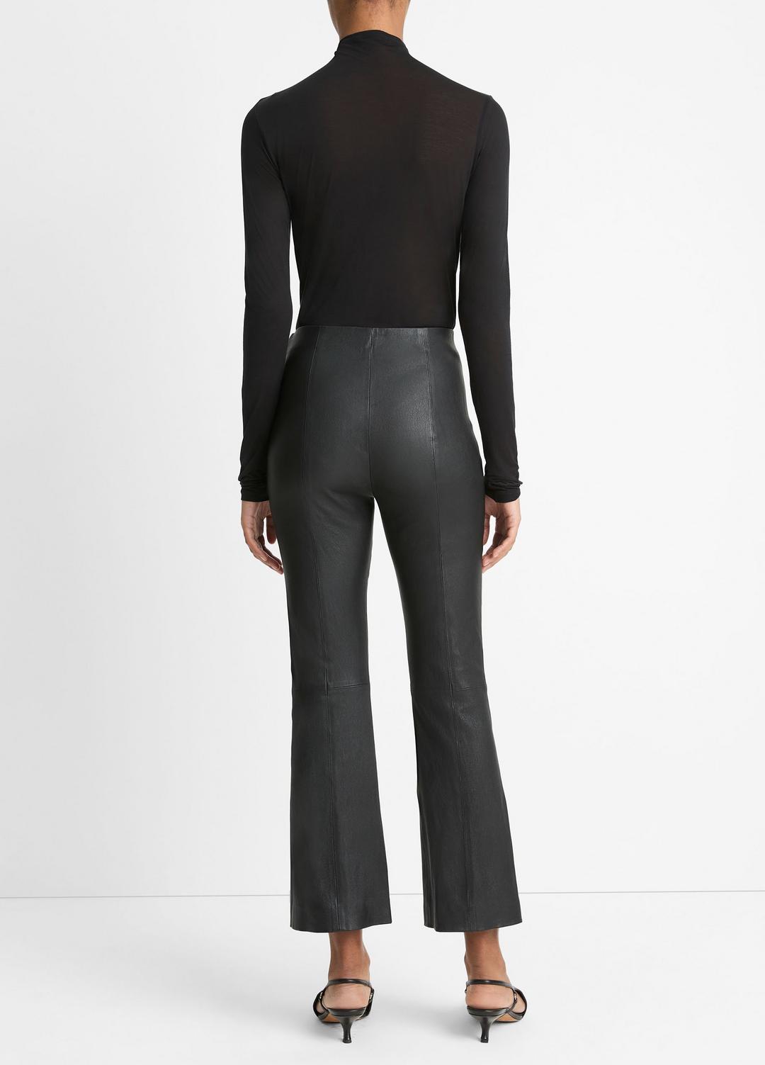 VINCE Stretch-Leather Crop Flare Pant in Trousers