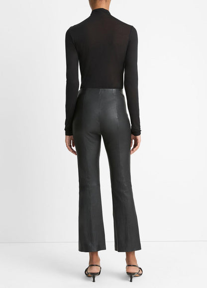 VINCE Stretch-Leather Crop Flare Pant in Trousers