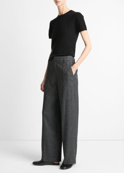 VINCE Italian Jaspe Pintuck High-Waist Wide-Leg Pant in Wide Leg