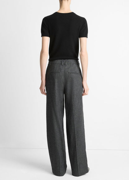VINCE Italian Jaspe Pintuck High-Waist Wide-Leg Pant in Wide Leg