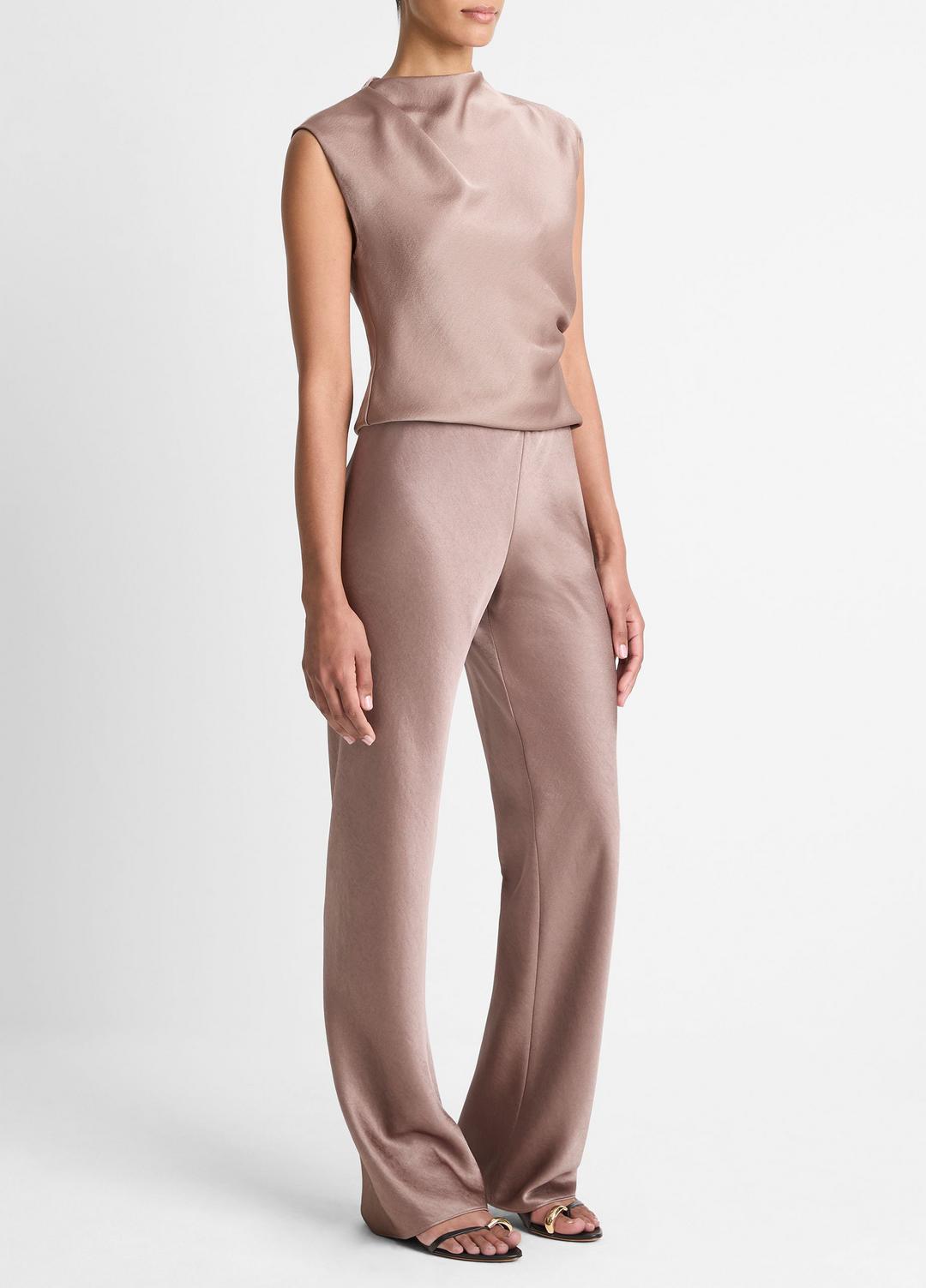 VINCE Colette High-Rise Fluid Satin Bias Pant in Trousers