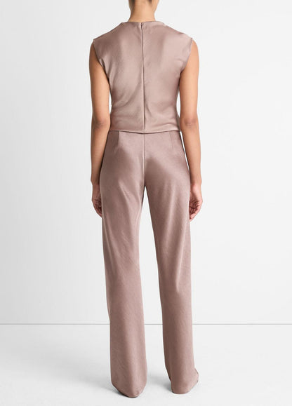 VINCE Colette High-Rise Fluid Satin Bias Pant in Trousers