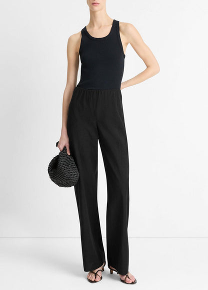 VINCE Cotton-Blend High-Waist Bias Pant in Trousers