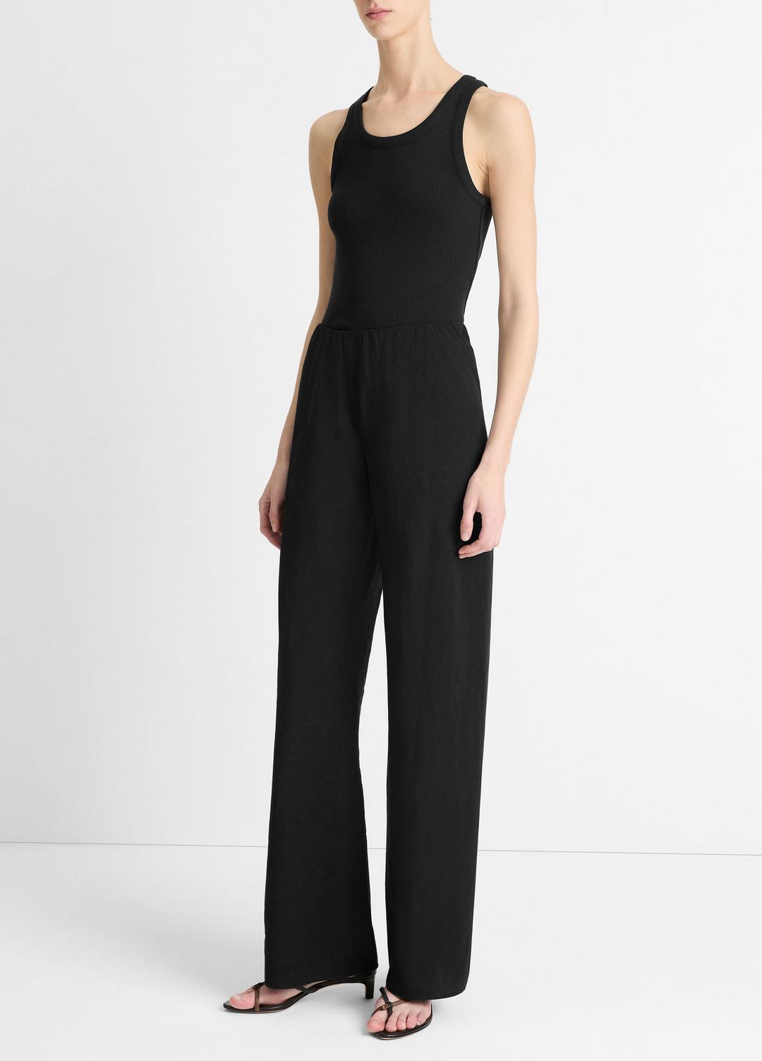 VINCE Cotton-Blend High-Waist Bias Pant in Trousers