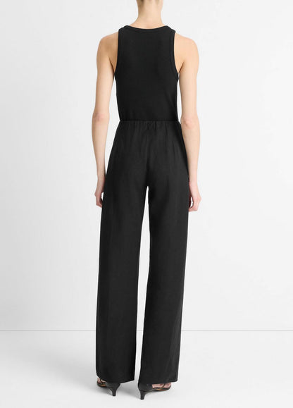VINCE Cotton-Blend High-Waist Bias Pant in Trousers