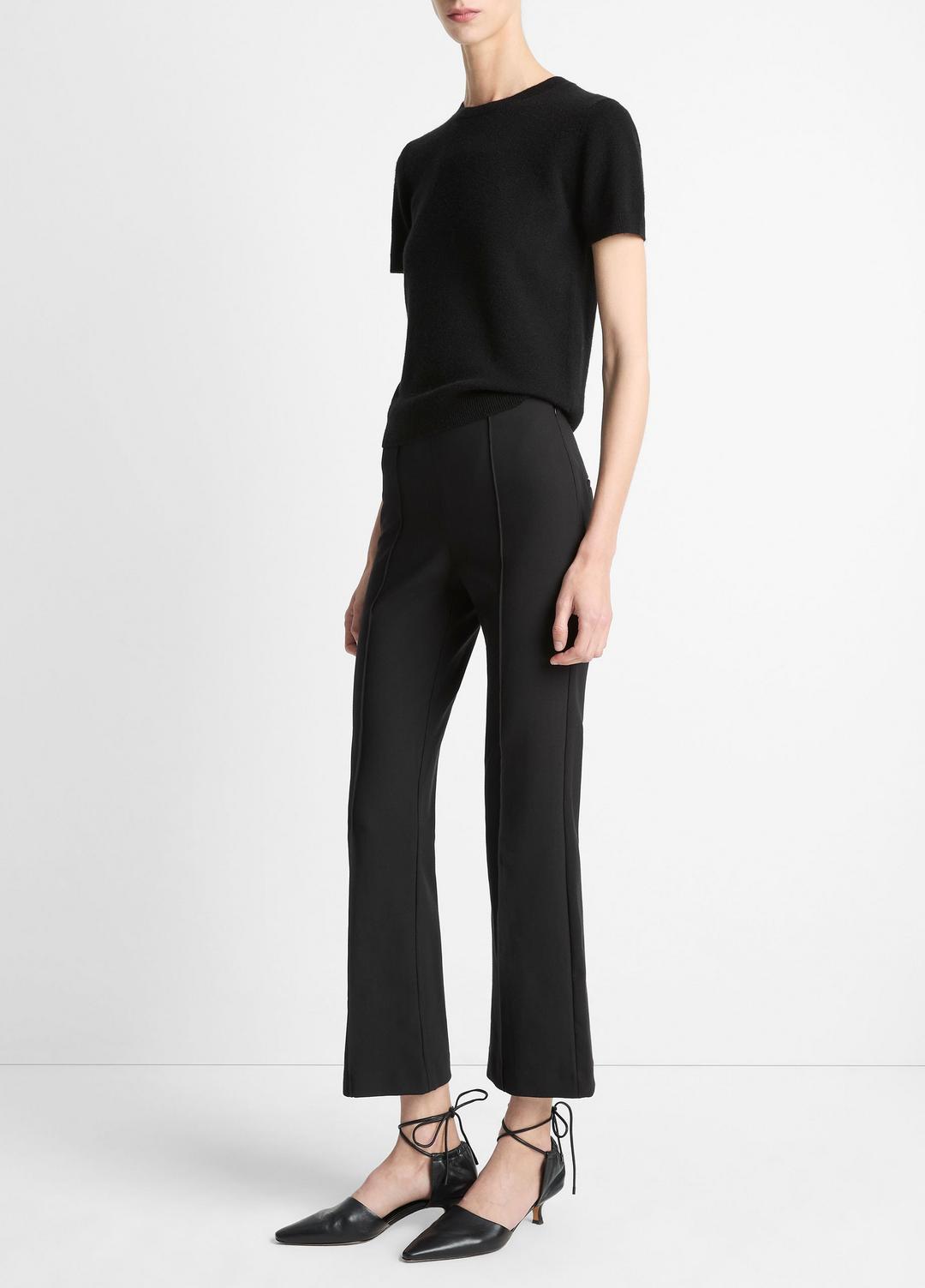 VINCE Niki Mid-Rise Pintuck Crop Flare Pant in Trousers