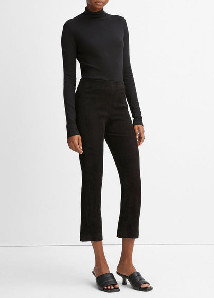 VINCE Stretch-Suede Cropped Flare Legging in Leggings