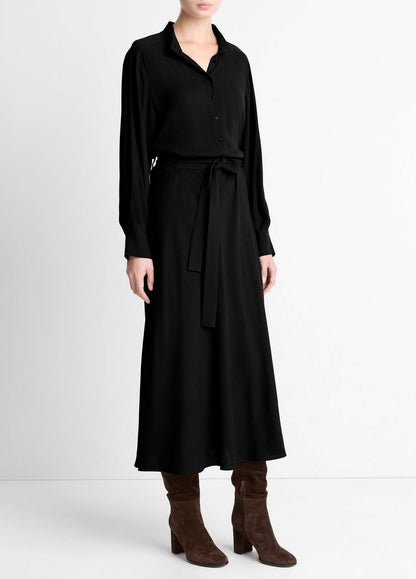VINCE Crepe Collar-Stand Shirt Dress in Dresses