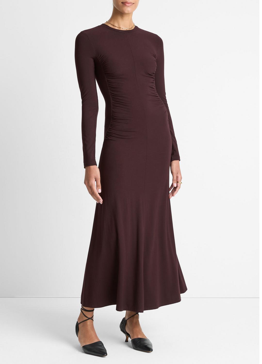 VINCE Ruched-Seam Long-Sleeve Dress in Dresses