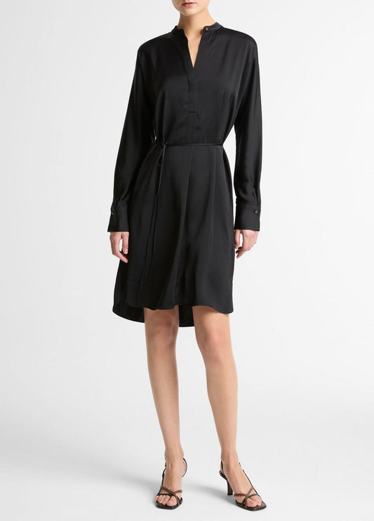 VINCE Matte Satin Band-Collar Dress in Dresses