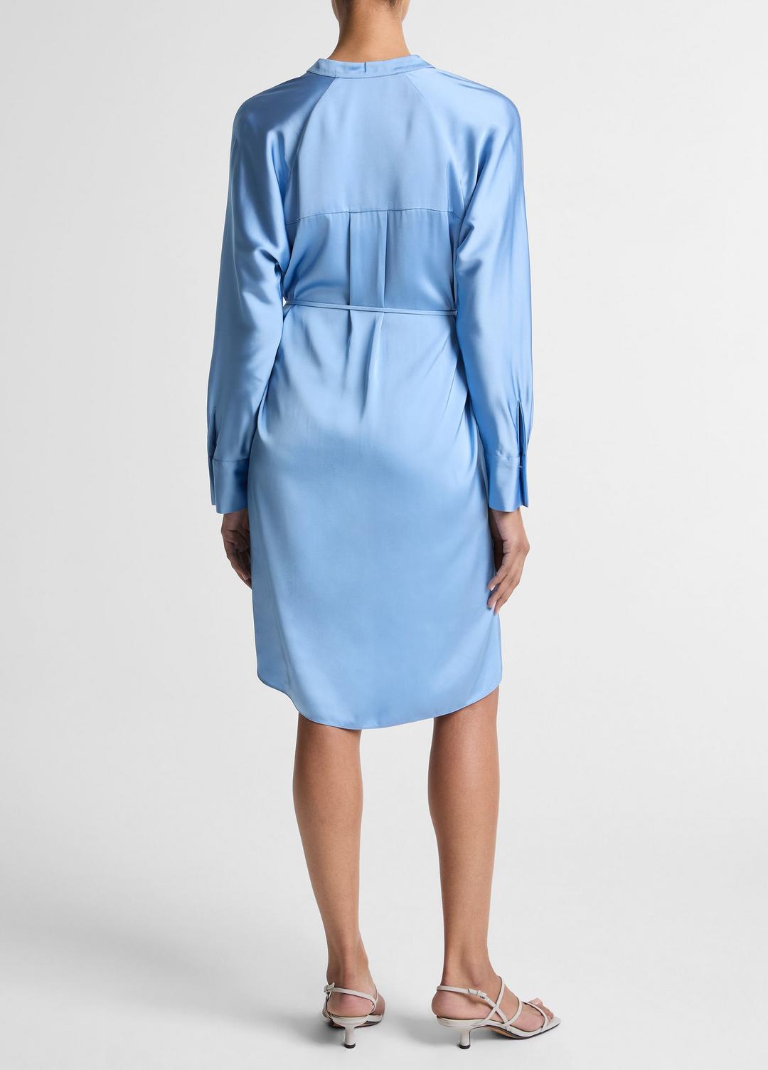 VINCE Matte Satin Band-Collar Dress in Dresses