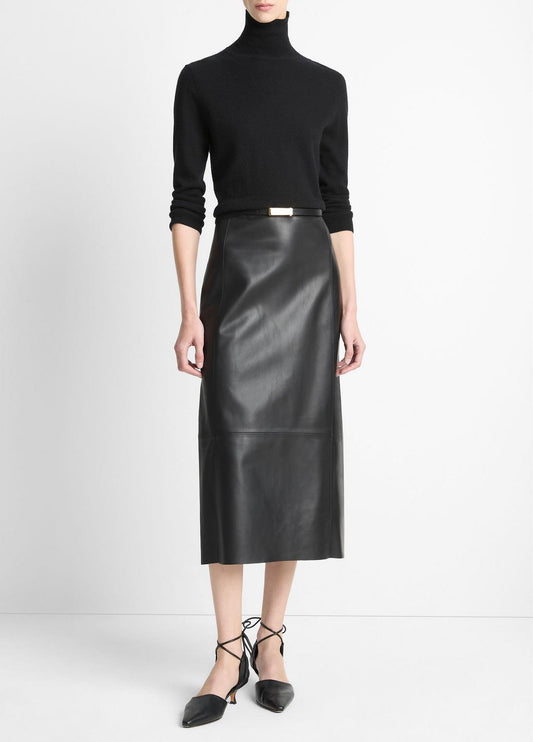 VINCE Leather Straight Skirt in Skirts