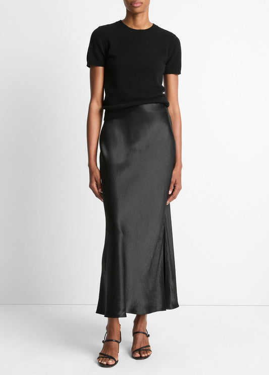 VINCE Satin Side-Slit Slip Skirt in Skirts