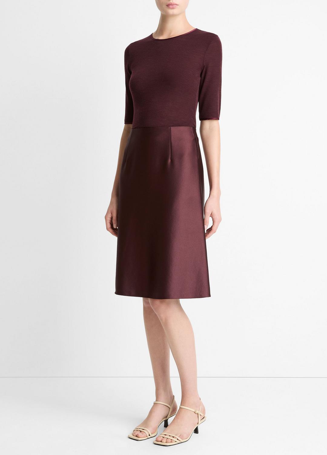 VINCE Satin A-Line Knee Skirt in Skirts