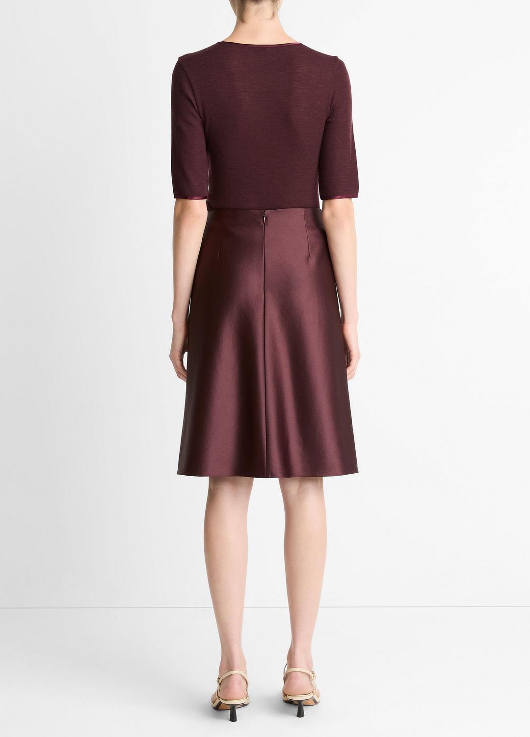 VINCE Satin A-Line Knee Skirt in Skirts