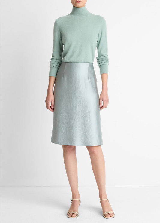 VINCE Satin A-Line Knee Skirt in Skirts