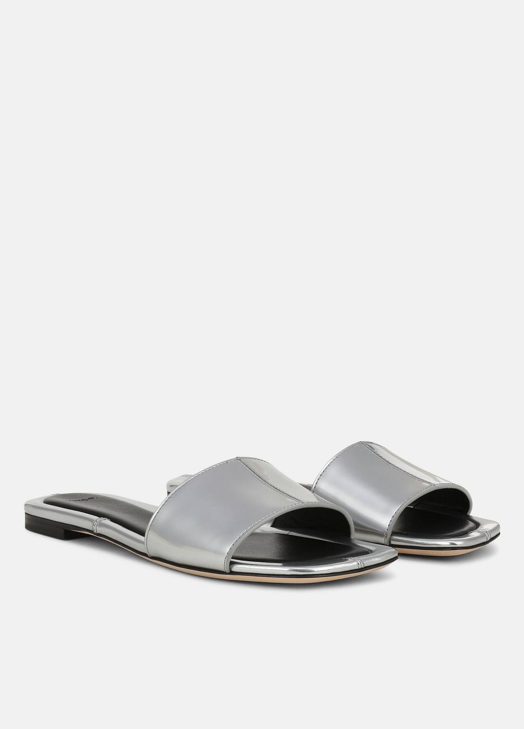 VINCE Valeria Metallic Leather Slide Sandal in Sandals