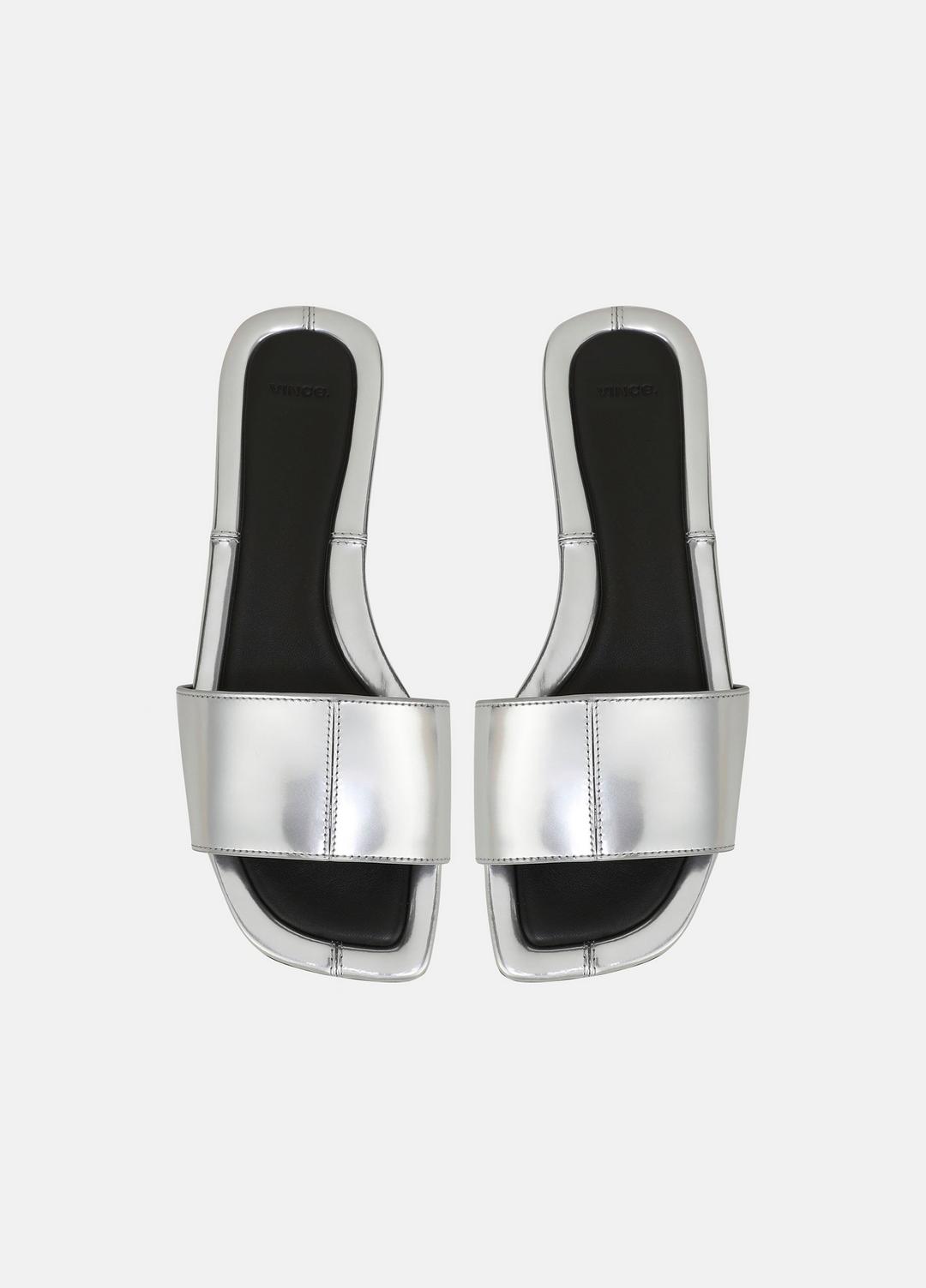 VINCE Valeria Metallic Leather Slide Sandal in Sandals