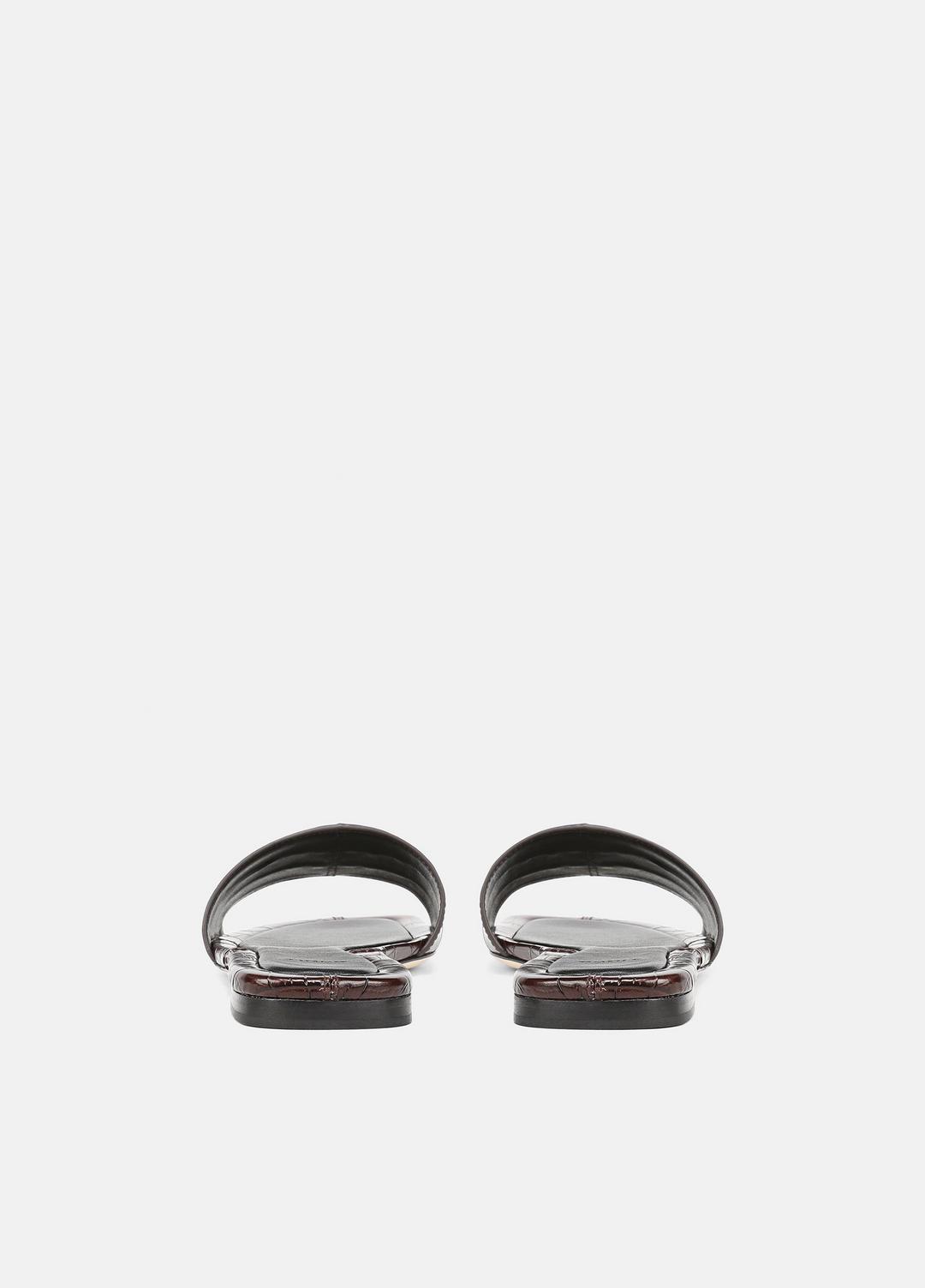 VINCE Valeria Croc-Embossed Leather Slide Sandal in Sandals
