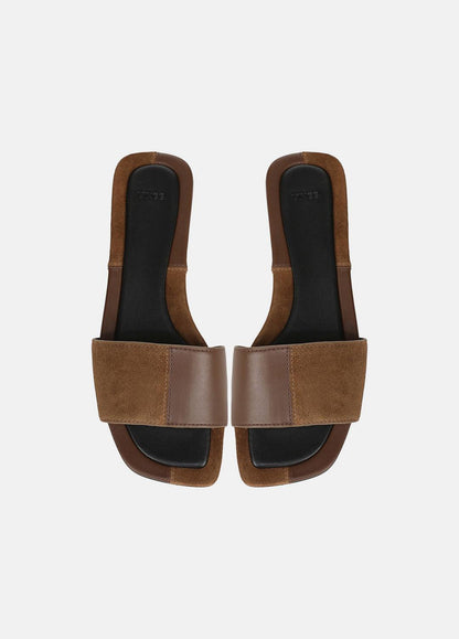 VINCE Valeria Leather & Suede Slide Sandal in Sandals