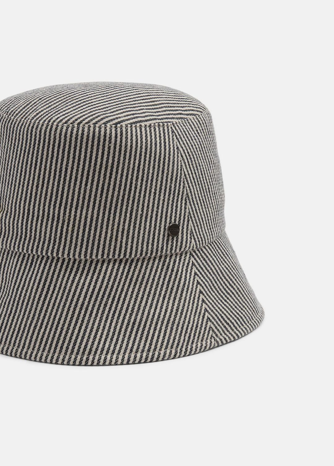 VINCE Stripe Cotton Canvas Bucket Hat in Scarves & Hats