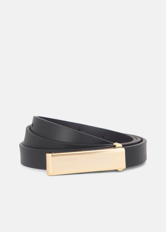 VINCE Women's 15mm Elongated Plaque Leather Belt in Belts