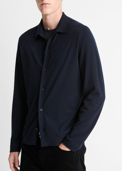 VINCE Featherweight Merino Wool-Cashmere Sweater Shirt in Long Sleeve