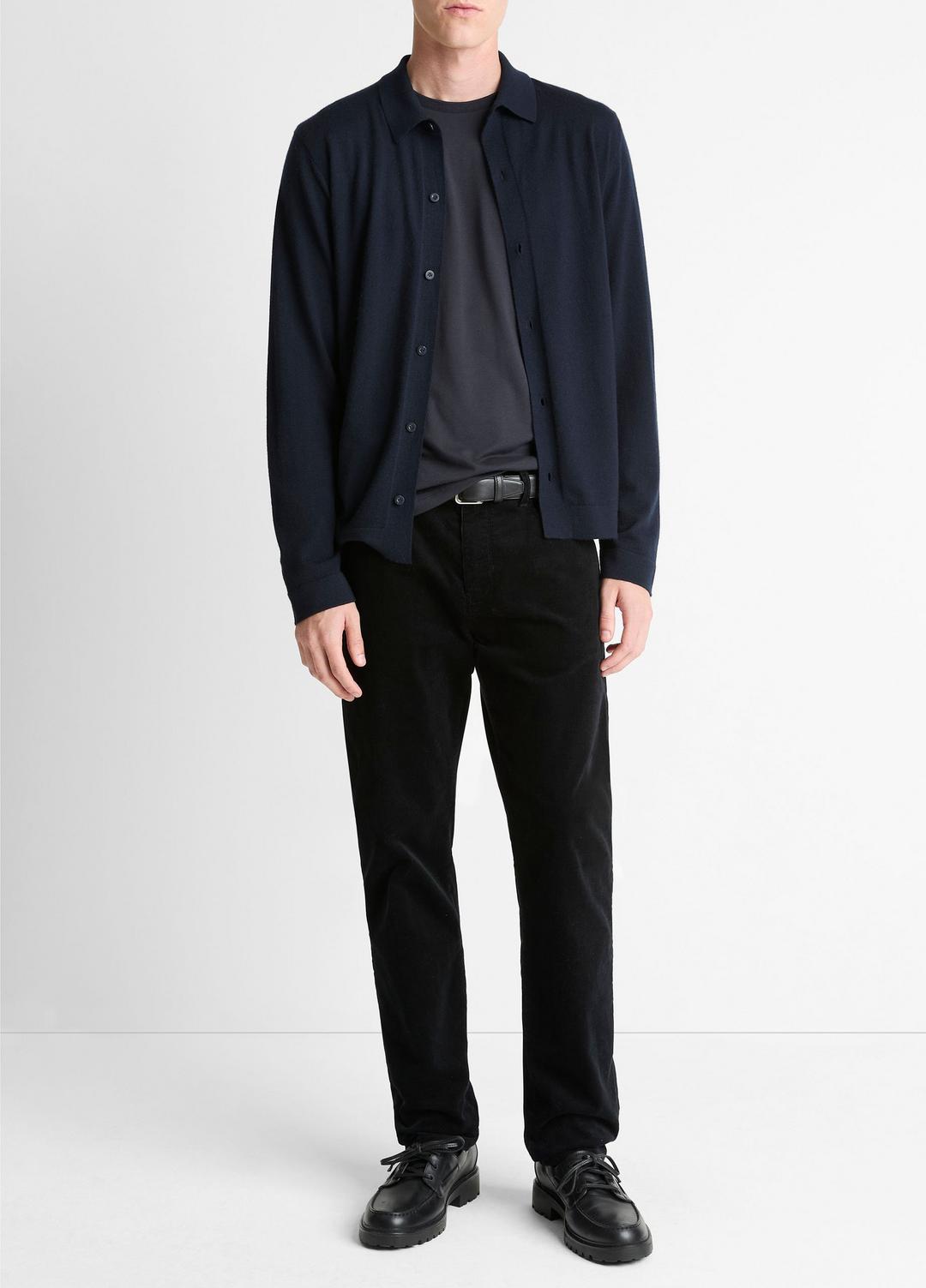 VINCE Featherweight Merino Wool-Cashmere Sweater Shirt in Long Sleeve
