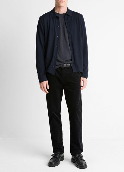 VINCE Featherweight Merino Wool-Cashmere Sweater Shirt in Long Sleeve