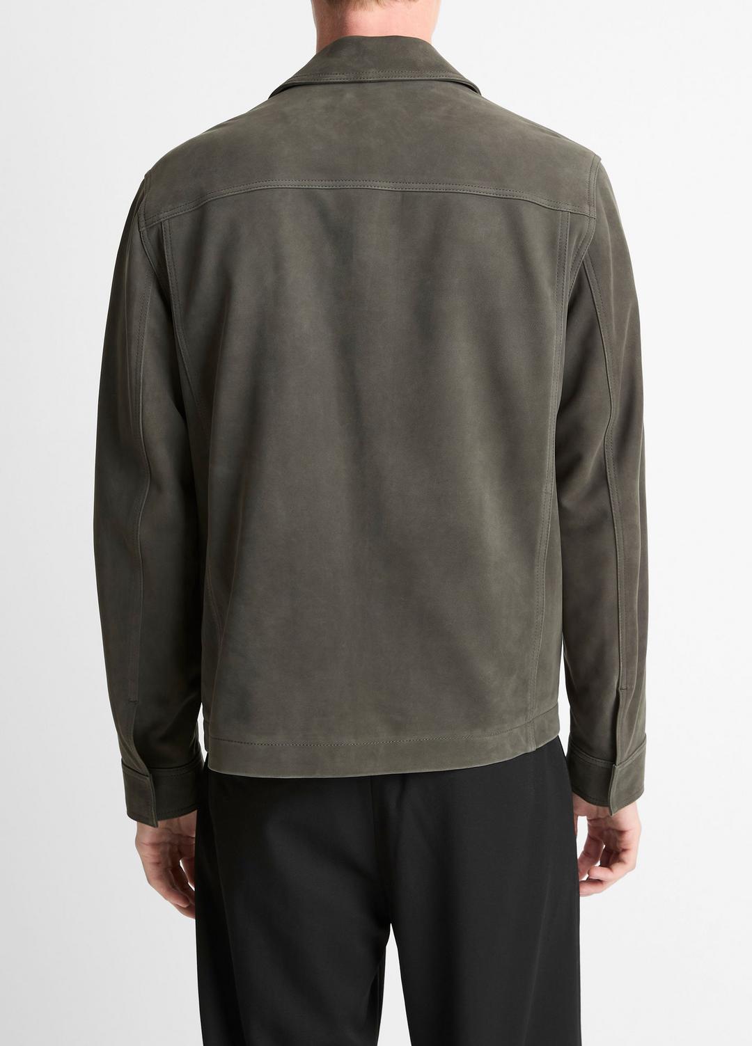 VINCE Nubuck Leather Trucker Jacket in Leather Jackets