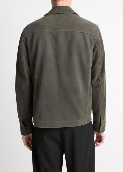 VINCE Nubuck Leather Trucker Jacket in Leather Jackets