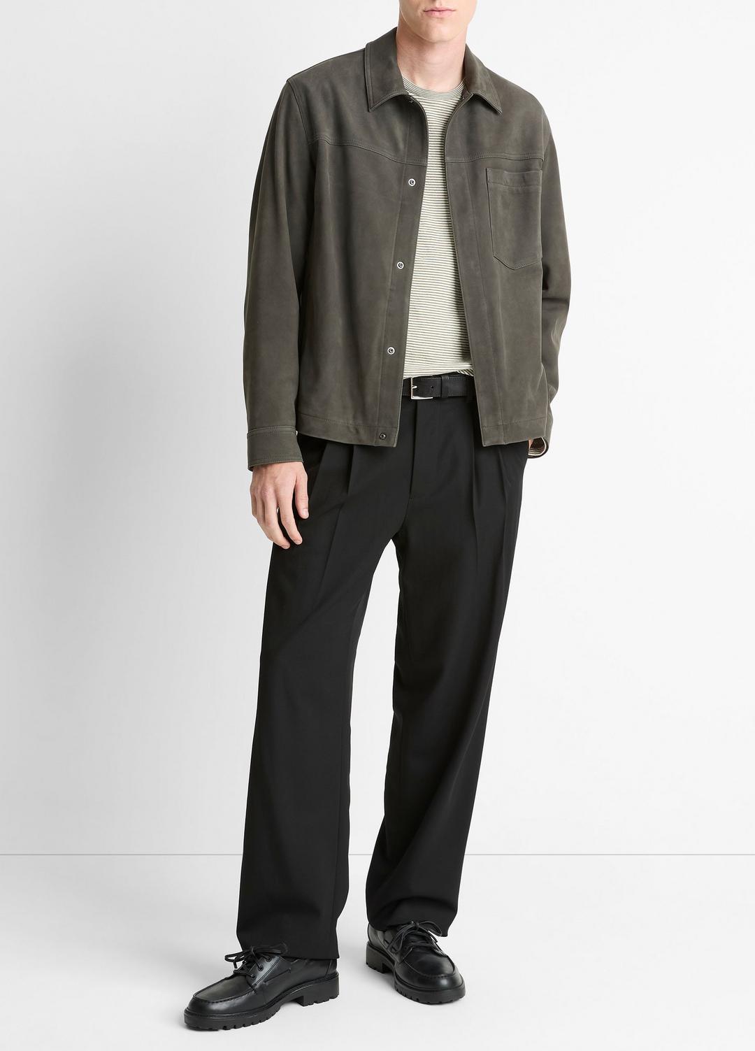 VINCE Nubuck Leather Trucker Jacket in Leather Jackets