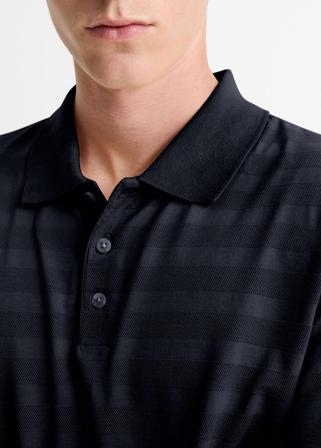 VINCE Jacquard-Stripe Cotton Long-Sleeve Polo Shirt in Long Sleeve