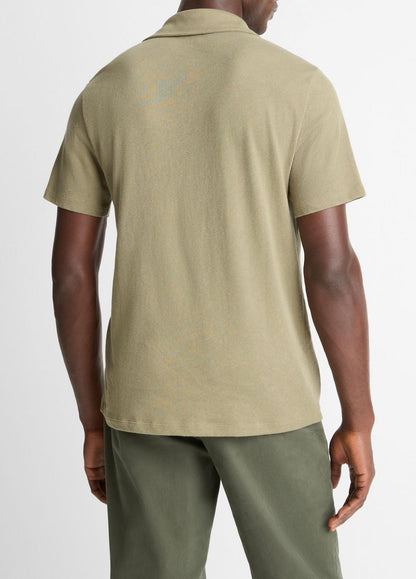 VINCE Cotton Johnny-Collar Polo Shirt in Henleys & Polos