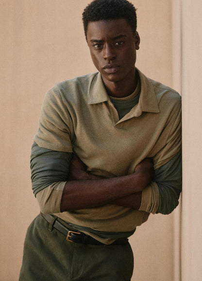 VINCE Cotton Johnny-Collar Polo Shirt in Henleys & Polos
