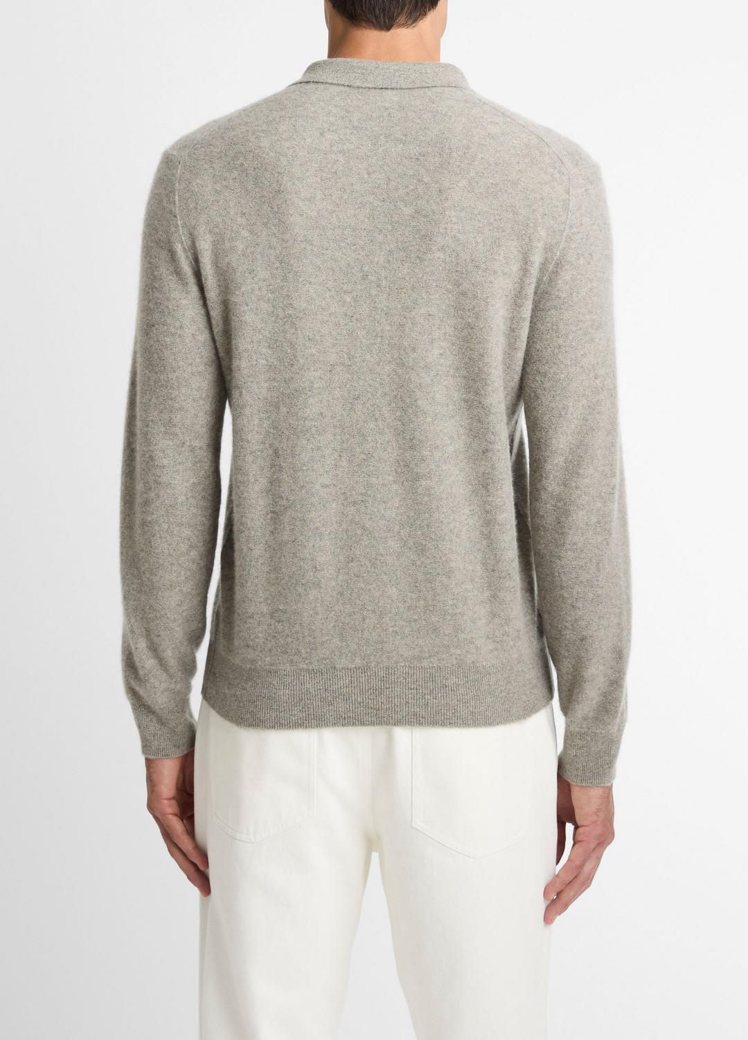 VINCE Plush Cashmere Johnny-Collar Polo in Cashmere