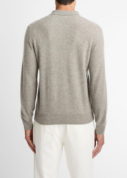 VINCE Plush Cashmere Johnny-Collar Polo in Cashmere