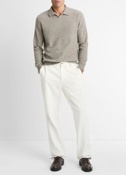 VINCE Plush Cashmere Johnny-Collar Polo in Cashmere