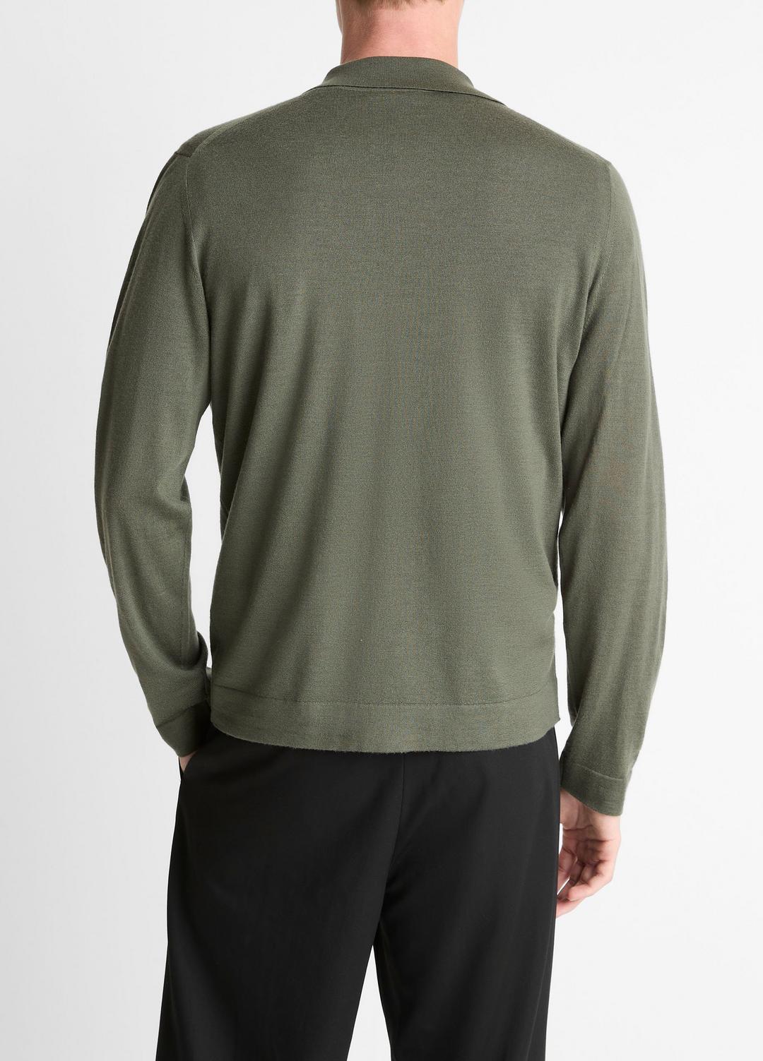 VINCE Featherweight Merino Wool-Cashmere Sweater Shirt in Long Sleeve