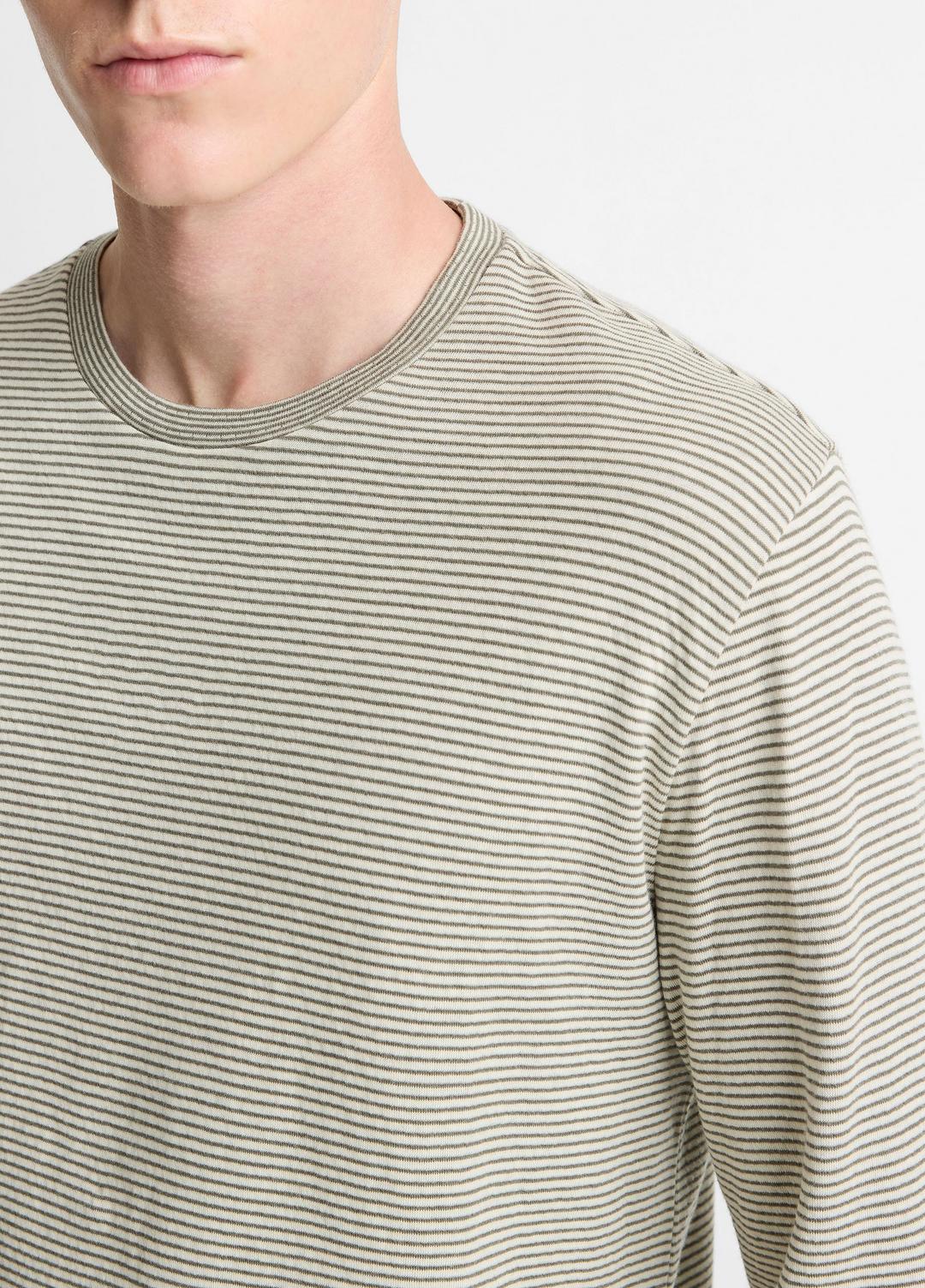 VINCE Striped Double-Knit Pima Cotton Long-Sleeve T-Shirt in Long Sleeve