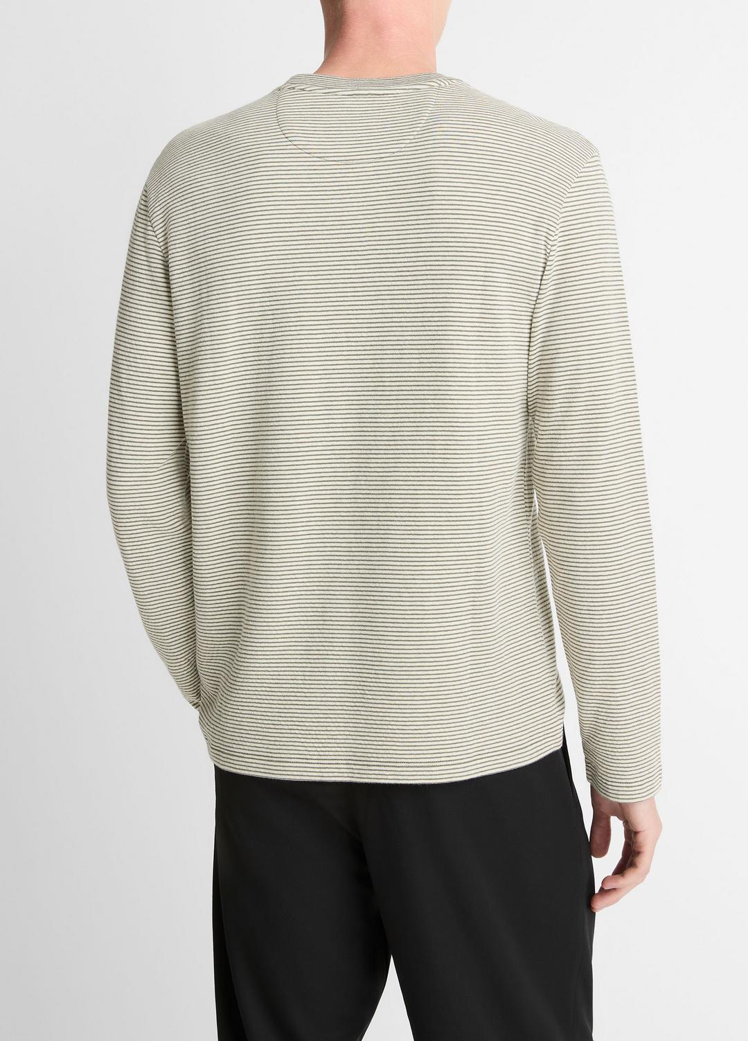 VINCE Striped Double-Knit Pima Cotton Long-Sleeve T-Shirt in Long Sleeve