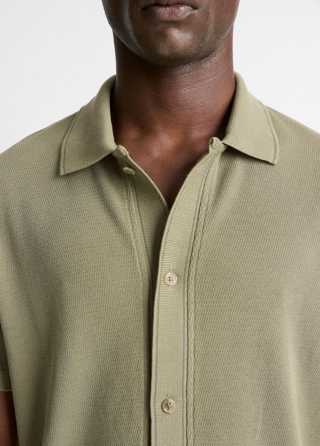VINCE Jacquard-Knit Cotton Short-Sleeve Button-Front Shirt in Short Sleeve