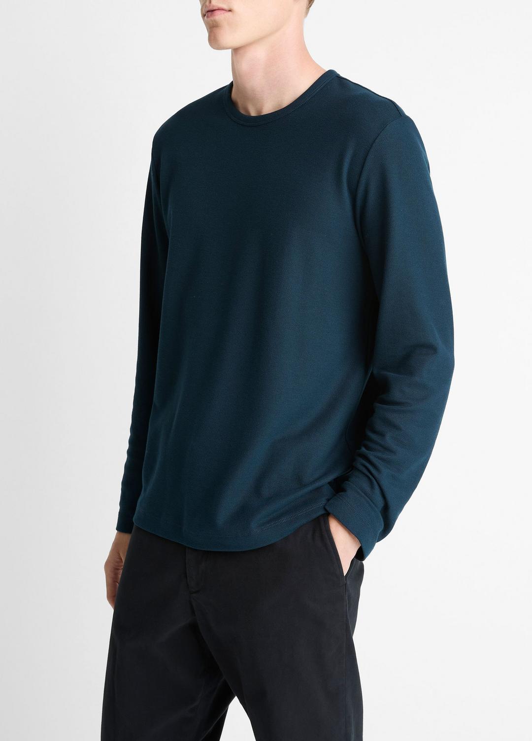 VINCE Pima Cotton Piqué Long-Sleeve T-Shirt in Long Sleeve