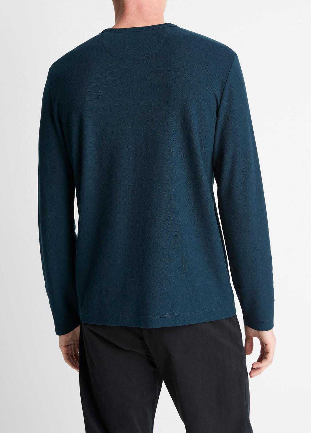 VINCE Pima Cotton Piqué Long-Sleeve T-Shirt in Long Sleeve