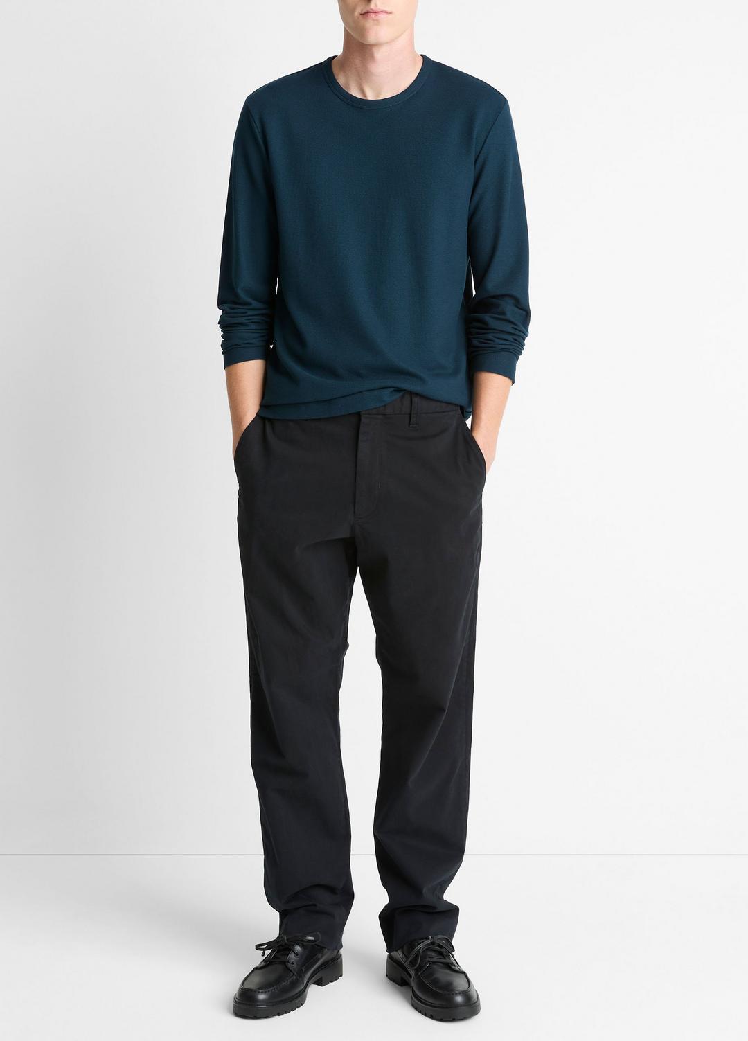 VINCE Pima Cotton Piqué Long-Sleeve T-Shirt in Long Sleeve