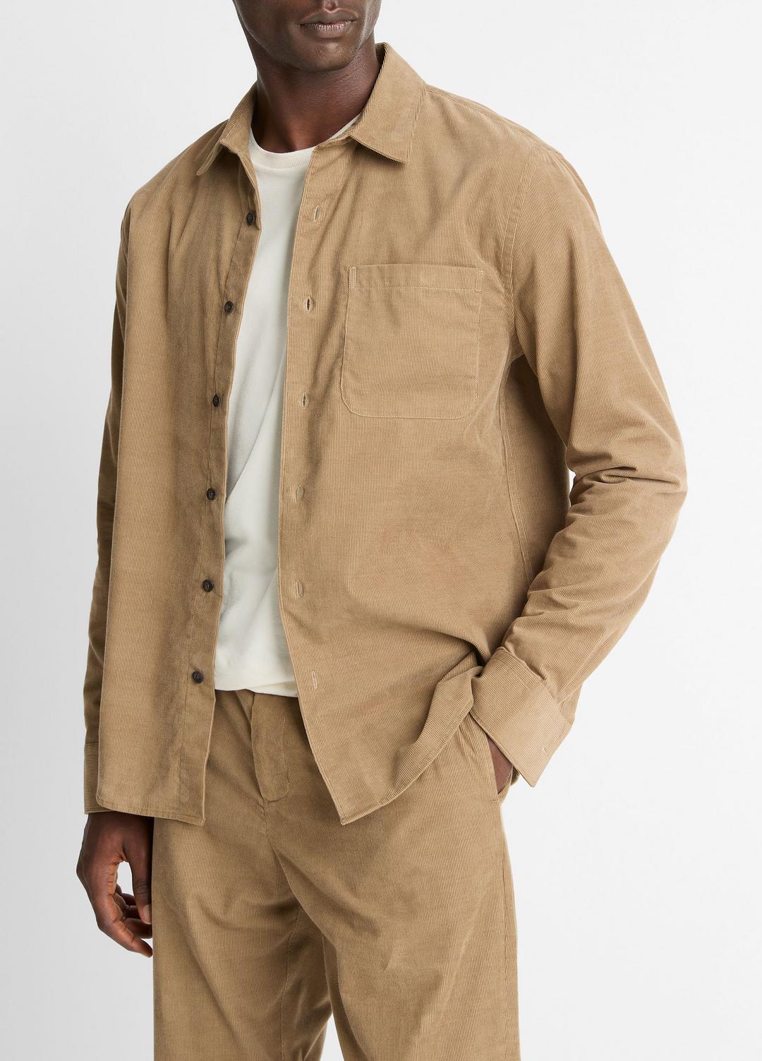 VINCE Italian Cotton Corduroy Button-Front Shirt in Long Sleeve
