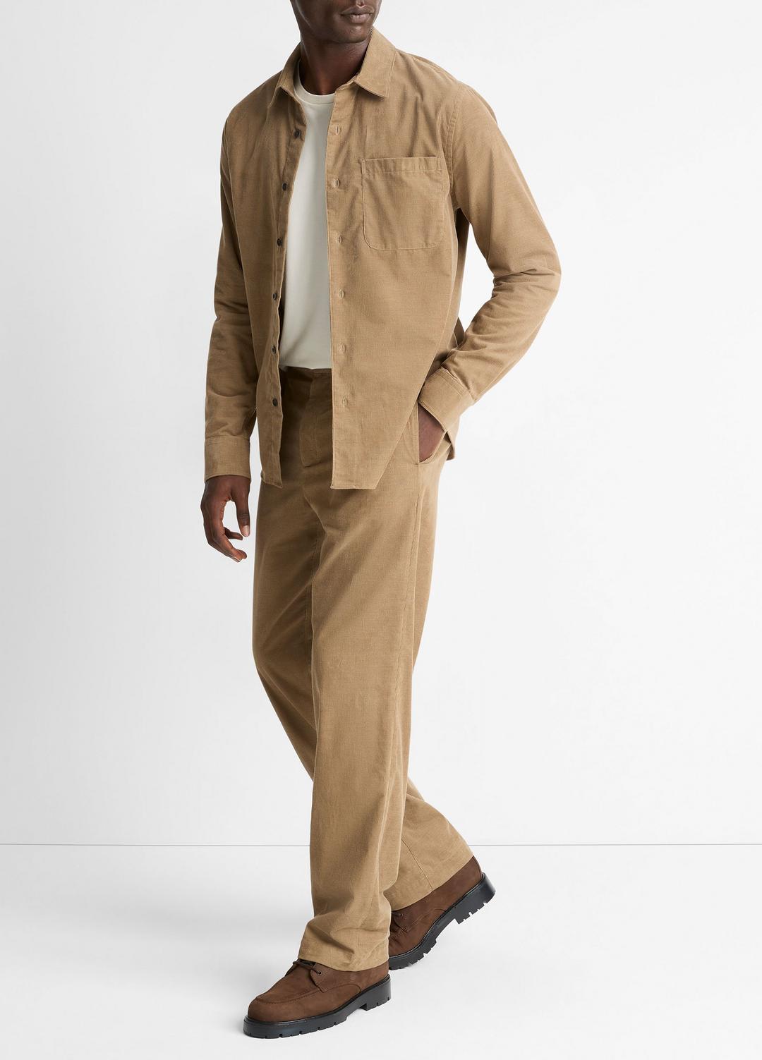 VINCE Louie Relaxed Cotton Corduroy Elastic-Waist Pant in Trousers
