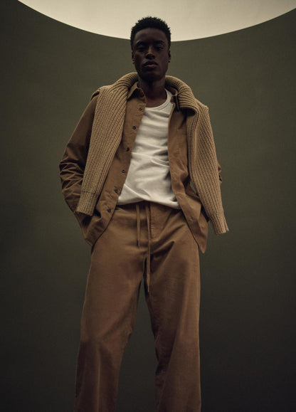 VINCE Louie Relaxed Cotton Corduroy Elastic-Waist Pant in Trousers