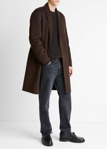 VINCE Splittable Wool-Cashmere Single-Breasted Topcoat in Coats