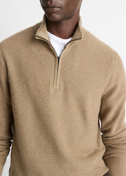 VINCE Geo-Jacquard Wool-Blend Quarter-Zip Sweater in Crew Neck